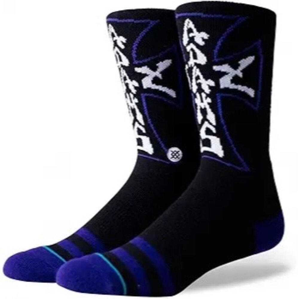 Stance Mens Cross Graphic Crew Socks Black Blue